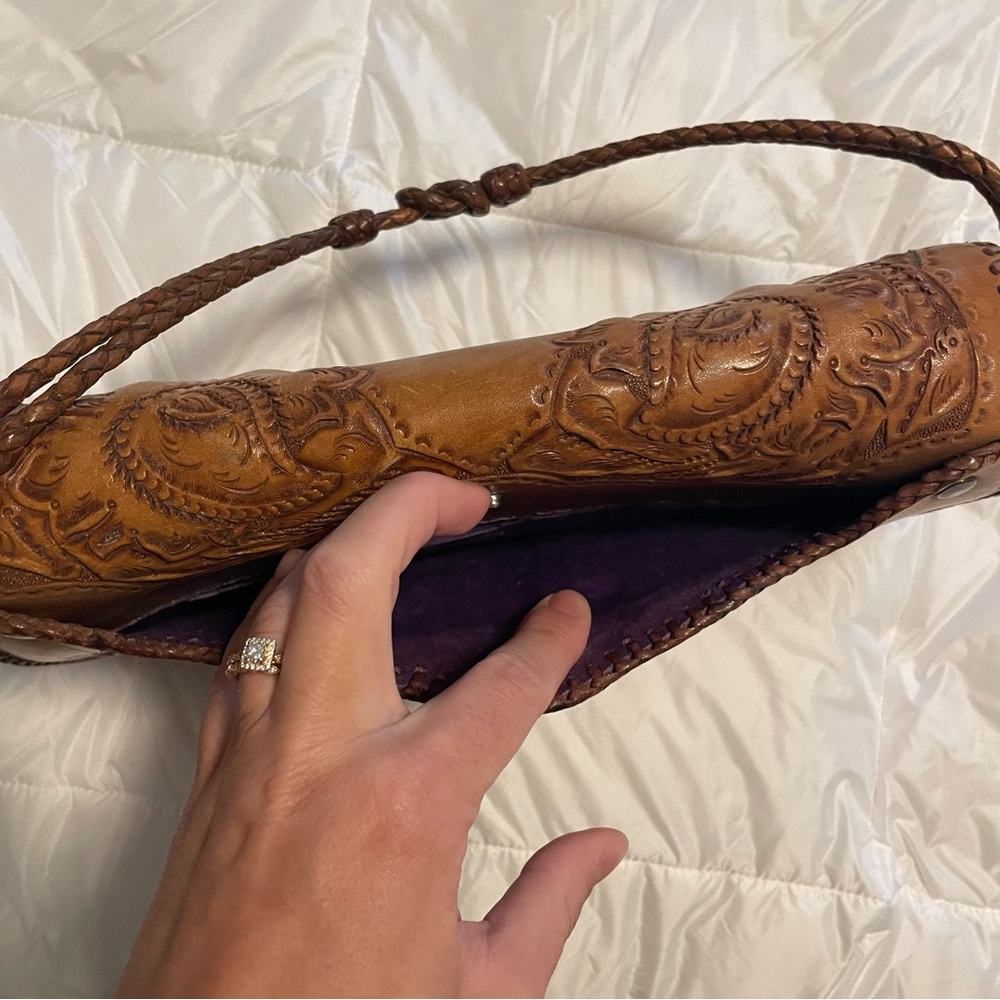 Vintage Tooled Leather Handbag - Picture 5 of 7